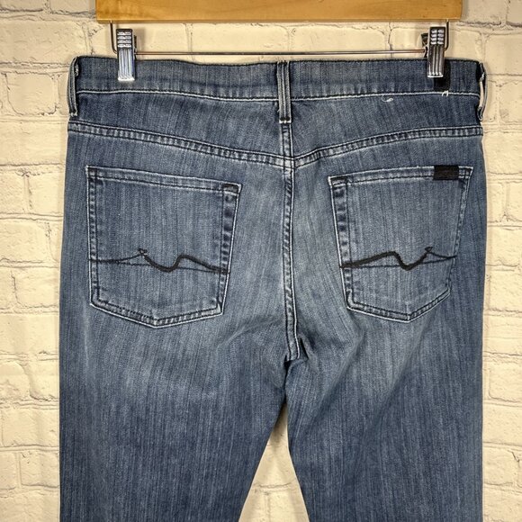 7 For All Mankind Jeans Size 32x35 Womens Blue Stretch Pant High Waist Bootcut - Picture 6 of 13